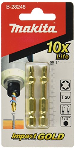 MAKITA B-28248 B-28248-Puntas de atornillar impact gold torsion torx t20x50mm-BLister 2 ud, 0 W, 0 V, Negro