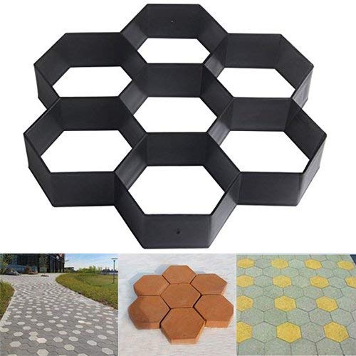 Malayas Molde para Cemento Molde para Hormigón Hacer Pavimientos Caminos Jardín Patio Balcón Terraza Material de Plástico Resistente Forma Hexagonal 29x29cm