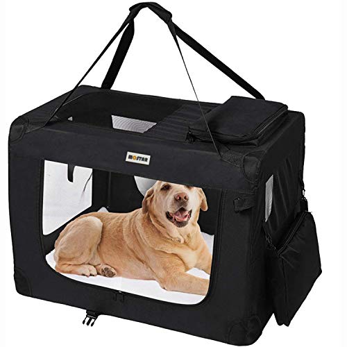 MC Star Transportin para Perros Gatos Mascotas Plegable Portátil Impermeable Tela Oxford Portador Bolsa de Transporte para Coche Viaje, L 70 x 52cm Negro