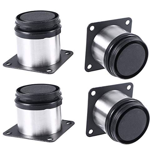 Mengger Patas para Muebles Inoxidable Cocina Armario Redondo Regulables Metal Set de 4 Pies Patas somier (50 * 100mm)