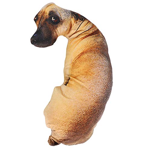 Mifive 3D Cute Bend Dog Impreso Throw Pillow Animal Realista Cabeza de Perro Divertida Cosplay Ni？Os CojíN de Juguete Favorito para el Hogar