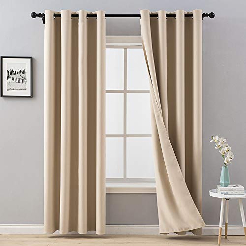 MIULEE 2 Piezas de Cortinas Opacas Resistente al Calor y La Luz para Salón Dormitorio Cortina Gruesa y Suave para Oficina Moderna Decorativa Reducción de Ruido Beige 117x228cm