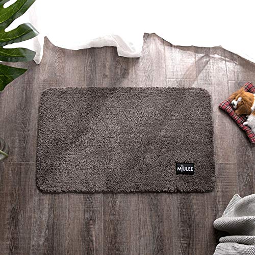 MIULEE Alfombra de Pelusa Rizada Suave Antipolvo Antideslizante Absorbente Alfombra Cuadrada Lavable de Piso Puertas de Entrada Pasillo para Dormitorio Sala de Estar Cocina 50cm x 80cm Marrón