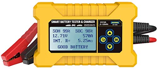 MRCARTOOL Comprobadores de batería de coche y cargador de batería de coche, prueba del sistema de arranque y carga de coche Analizador digital inteligente de batería de vehículo de 12 V (AUTOOL BT380)