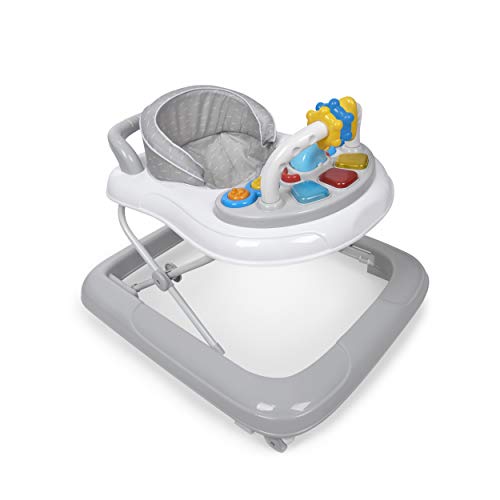 Ms Innovaciones 438 - Andador Bebe Basic - Base Antivuelco - Incluye Bandeja De Sonidos Y Juegos, Unisex, Gris