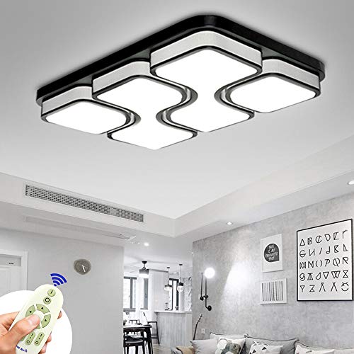 MYHOO 78W LED Regulable Luz de techo Diseño de moda moderna plafón,Lámpara de Bajo Consumo Techo para Dormitorio,Cocina,oficina,Lámpara de sala de estar,Color Negro (78W Regulable)