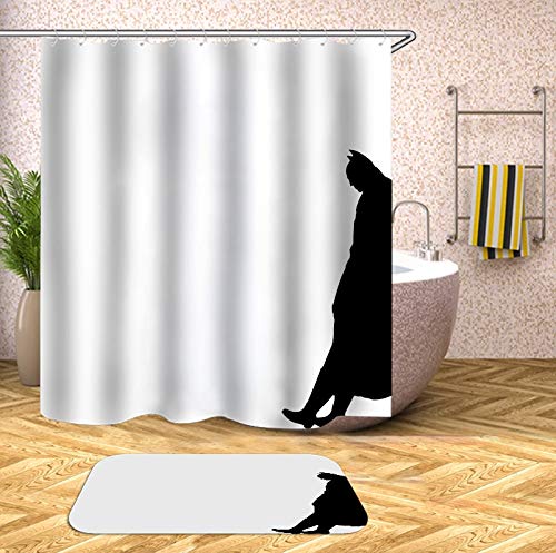 N / A Cortina de Ducha Animal Creativa Cortina de baño de poliéster Negra Cortina de Ducha con Gancho Cortina de Ducha Familiar Cortina de Ducha Impermeable y a Prueba de Moho A1 90x180cm