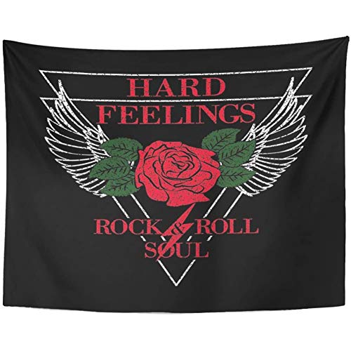 N / A Tapiz Tapiz Hard Feelings Rock and Roll Slogan Patch Badge Girl Gang Rose Hojas Wings Punk Apparels tee Tapices Gráficosbohemio Hippie Mandala Picnic Hogar Regalo 52 X 60 Inches