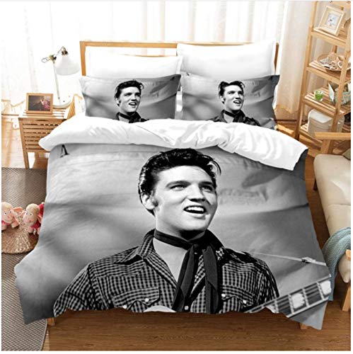 Nat999Lily Elvis Presley 3D Impreso Digital Ropa De Cama Fundas De Edredón Juego De Ropa De Cama Edredón De Lujo Juegos De Ropa De Cama Textiles para El Hogar 173X218Cm