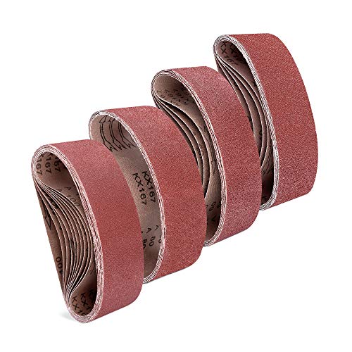 Navaris Bandas de lijado para lijadora - Set de 25x banda de lijas de 75x457 MM - Cintas de lija para madera metal caucho piedra - P40 P60 P80 P100