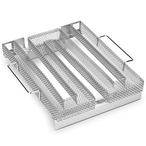 Navaris Generador de Humo frío con Forma de M - Ahumador de Acero Inoxidable para ahumar en Barbacoa o Armario de Humo - para Carne Pescado Queso