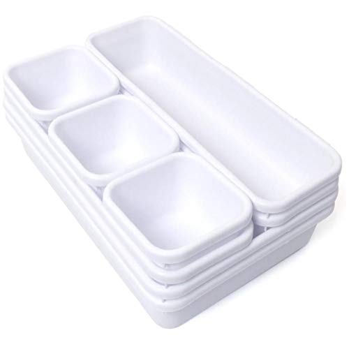 Nicedier Blanco Herramienta de Cocina Bandeja cajón Organizador Divisor de plástico Caja de almacenaje casera Blanca 8 pcs