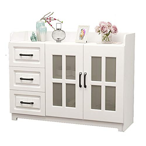 Nvshiyk Aparador de Almacenamiento Multiusos Buffet Restaurante Aparador Consola Mesa de Madera Mesa de gabinete con gabinete 3 Caja de cajones para Cocina (Color : Blanco, Size : 120x40x80cm)