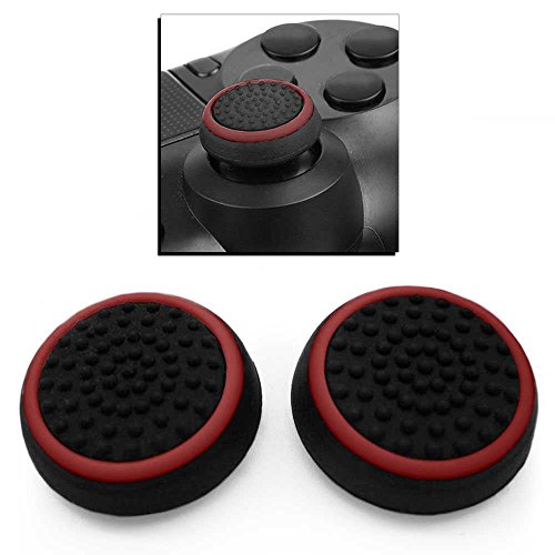 OcioDual 2X Funda de Goma Rojas Compatible con Joystick Mando Sony Playstation Dualshock 4 PS4/Slim/Pro Xbox One Eje L3 R3 Gomas