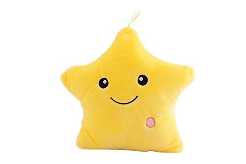 OUNONA Estrella Led Almohada Creativa Luz Luminosa Noche Brillante Forma de Estrella Almohada Cojín de Luz Brillante para Niños Dormitorio Decorativo (Amarillo)