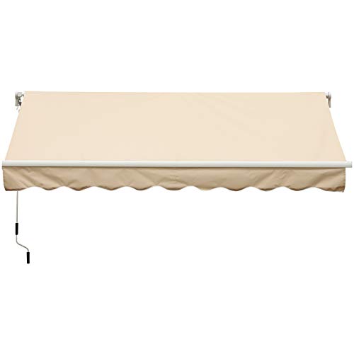 Outsunny Toldo para Patio Balcón Terraza y Jardín con Brazo articulado de Aluminio y Tela de Poliéster de 280g/m2 400x250cm (Beige Oscuro)