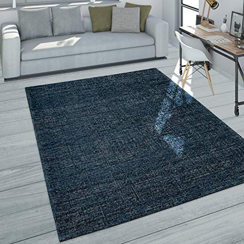 Paco Home Alfombra salón Pelo Corto Moderna Jaspeada en Gris Oscuro Azul Gris, tamaño:200x290 cm