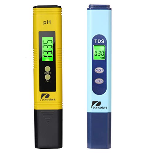 Pancellent Medidor de Prueba de Calidad del Agua TDS PH 2 en 1 Conjunto 0-9990 PPM Rango de medición 1 Resolución PPM 2% Precisión de Lectura (Amarillo)