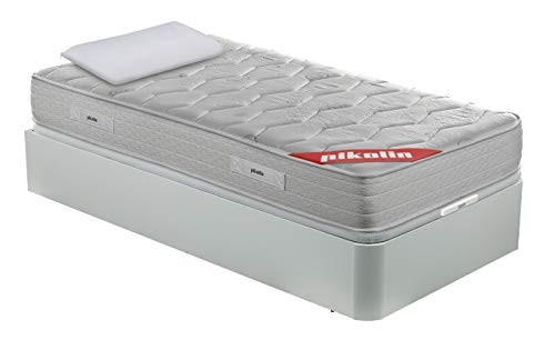 PIKOLIN Pack Colchón viscoelástico Espuma HR 90x190+ canapé Base abatible Blanco y Almohada de Fibra