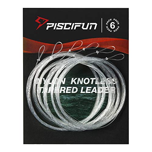 Piscifun - Bajo de línea cónico para pesca con lazo para mosca, 2,7 m (paquete de 6), 9ft-5 pack