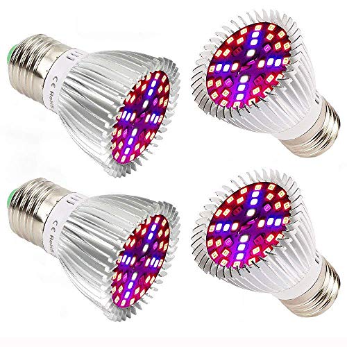 Plant Growth Bombillas,Esbaybulbs E27 40W Led Grow Light Lampara Crecimiento de Plantas/Espectro completo Cultivo Interior Iluminacion para las plantas de interior flores y verduras [4 Pack]