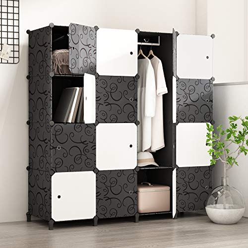 PREMAG Armario portátil para Colgar la Ropa, ropero Combinado, Armario Modular para Ahorrar Espacio, Ideal Organizador de Almacenamiento Cubo para Libros, Juguetes, Toallas (16-Cube)