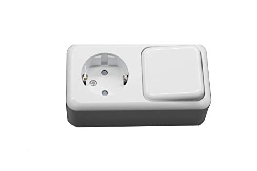 Prendeluz - Base Schuko con interruptor blanco 16A/250V.