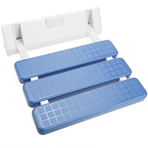 PrimeMatik - Asiento de Ducha abatible. Silla Plegable para Ancianos de plástico y Aluminio Azul 320x328mm