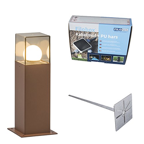 QAZQA Moderno Baliza 30cm óxido pin tierra y kit conexión subterránea - DENMARK Aluminio/Plástico Cuadrada Adecuado para LED Max. 1 x 13 Watt