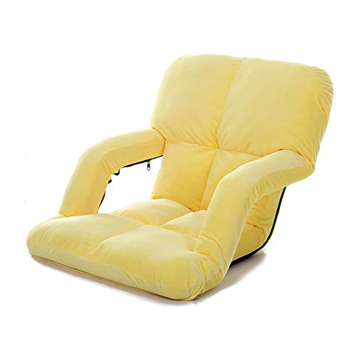 QIAOQ Sofá Perezoso con reposabrazos Cojín de Tatami de Felpa Corto de Tela Sillón Individual Plegable, Amarillo