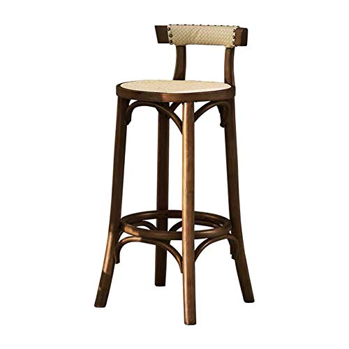 QZ-ICZY Silla giratoria de Madera, Barra de Barra de ratán Silla Superficie de la Superficie Cocina cómoda para sillas de Bar de Interior,Walnut Color,A