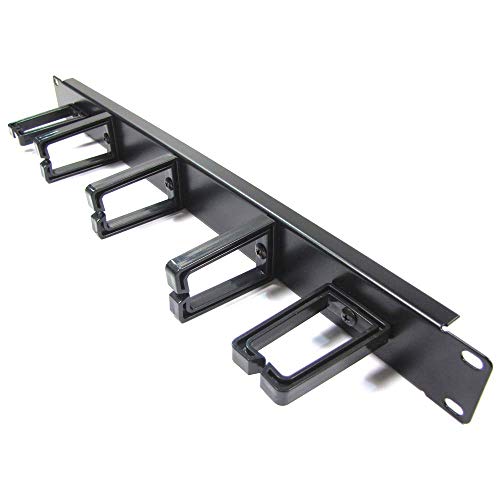 RackMatic - Panel guíacables para armario rack 19" 1U con 2+3 anillas para gestión de cables