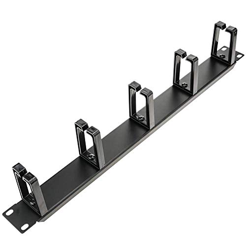 RackMatic - Panel guíacables para armario rack 19" 1U con 5 anillas para gestión de cables