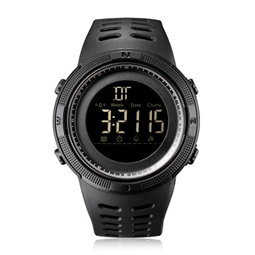 Relojes Deportivos de Bioxo Hombres Digital, Relojes de Pantalla Led Militares y Impermeable Militar de Negocios Reloj Cronómetro Casual - Negro