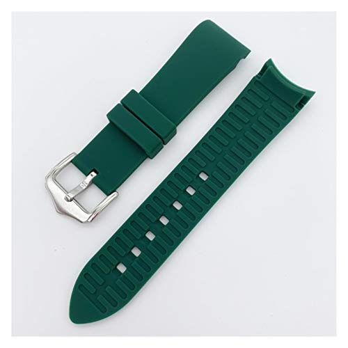 RHBLHQ 20 mm 22 mm 24 mm Reloj de Silicona Correa de Banda de Goma Suave Arco de Arco de Codo Mujeres Reloj Reloj Banda Pulsera Accesorios Correa de Silicona (Band Color : Green, Band Width : 20mm)