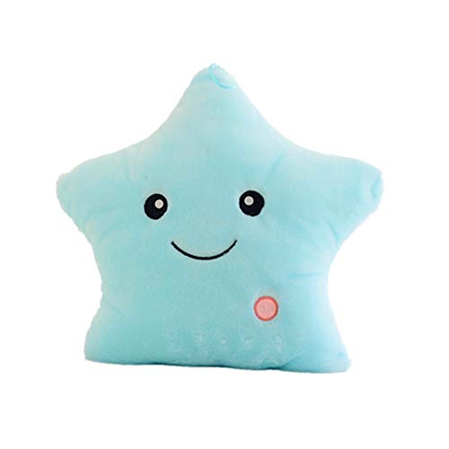 Ruiting Cojín Estrella LED,Almohada con Luces Almohada Felpa Luminoso y Suave Buen Regalo para Niños Decoración de Sofá Salón Cama de Hogar (Azul)