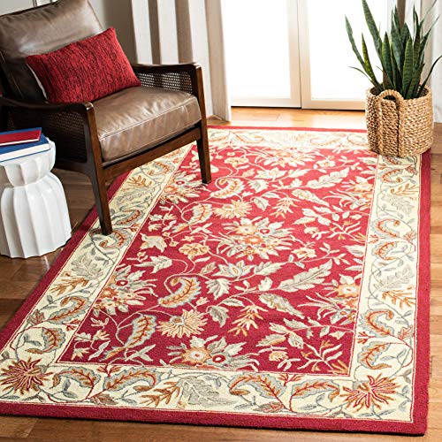 Safavieh Chelsea Collection HK141C Alfombra de lana de primera calidad roja enganchada a mano (3'9" x 5'9")