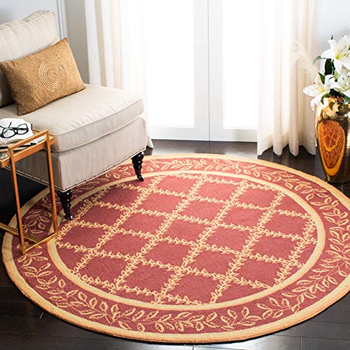 Safavieh Chelsea Collection HK230E Alfombra de lana campestre francesa, gancho a mano, 9 x 5 pies, color óxido y dorado