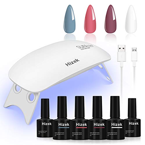 Secador de uñas LED UV, lámpara de uñas de gel mini 6W, secador de arte de uñas de carga USB 45-60s Tiempo de secado, luz de curado portátil con 6 LED, para esmalte de uñas de gel