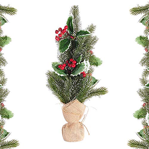 Seully Decoraciones Navideñas-Mini Árbol de Navidad, Decoración de Escritorio Navideña, Árbol de Decoración de Escritorio para el Hogar/Oficina/Hotel/Ventana/Restaurante,Regalos para Niños (32,5 cm)