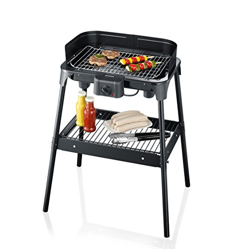 Severin Barbacoa Grill PG 2792 - Barbacoa de Pie, Superficie de Grill, 2500 W, 41 x 26 cm, Negro