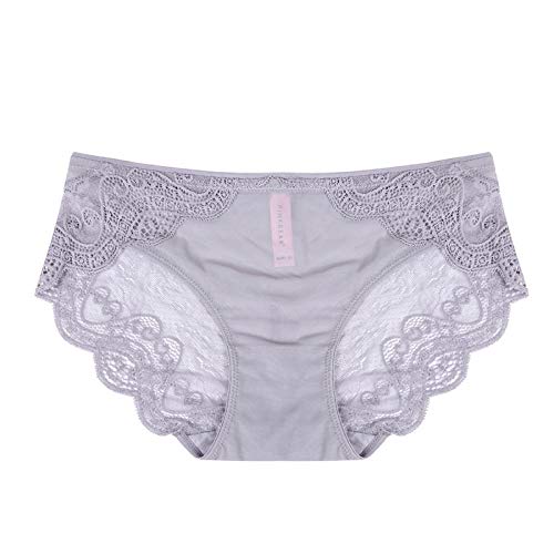 SexyCP Ropa de Dormir para Mujer Conjuntos de lencería para Mujer Nueva Perspectiva Semi-Hueca de Encaje Sexy Calzoncillos de Cintura Baja cómodos y Transpirables para Damas Gris L