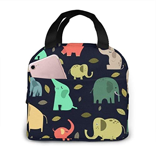 sghshsgh Bolsa del Almuerzo Portable Insulated Lunch Bags Colorful Elephant and Leaf Lunch Box for Women&Men