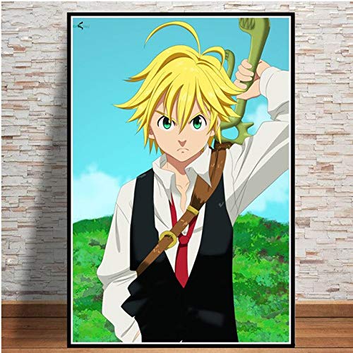 shuimanjinshan Los Siete pecados Capitales Anime Cartel artístico Lienzo Pintura Cuadro de Pared decoración del hogar Carteles e Impresiones 40x50cm Sin Marco F1616