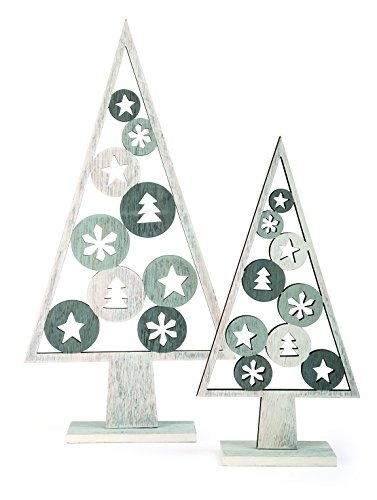 'Small Foot 10206 Árbol Decorativo Navidad 2 Unidades, diseño decoración navideña, Madera, Gris, 17.00 x 5.00 x 33.00 cm