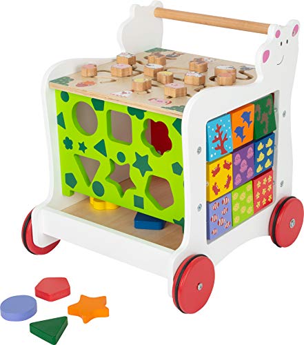 small foot 11841 - Andador de madera con forma de oso (4 lados, a partir de 1 año), multicolor