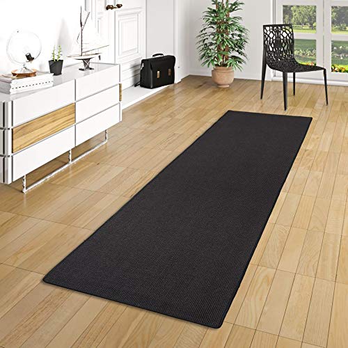 Snapstyle Astra - Alfombra de Sisal Natural de Corredor - Negro - 9 tamaños