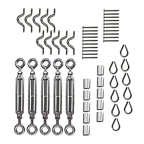 SNOWINSPRING 10Pcs CK01 Series CA1 Kits de Barandilla de Cable de Acero Inoxidable de Alta Resistencia para Cable de 1/8 de Pulgada Kit de Balaustrada DIY con Tensores de Ojo y Ojo Correas