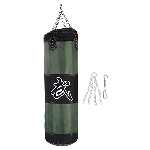 Solomi Saco de Arena de Boxeo, Hanging Canvas Hollow Kickboxing Fight Karate Punch Bag con Hebilla de Seguridad de Gancho de Cadena de Hierro(1.2 m-Verde)