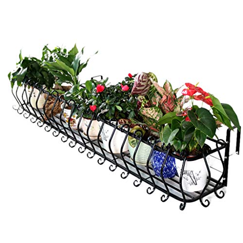 Soportes Recipientes para Plantas y Accesorios/Accesorios Barandilla De Hierro Forjado Flor, Balcón Estante Colgante Colgante Maceta, La Planta De Metal Creativa Stand, Negro Encaje Europea Ancha Tie